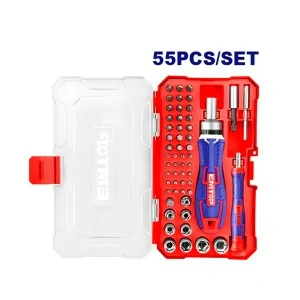 Screwdriver with interchangeable bits and keys 55 pcs Emtop