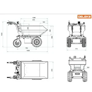 Mini dumper électrique Deleks XE500E dimensions mini dumper