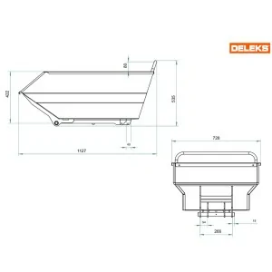 Mini dumper elétrico Deleks XE500E dimensões da caixa