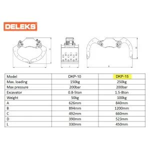 Pinza de selección/demolición para grúas DELEKS DKP15 250kg