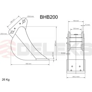 Bucket for mini excavators - 20cm DELEKS