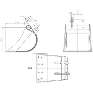 Godet pour mini excavateur - 70cm DELEKS