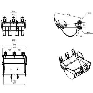 Balde para mini-escavadora M100 - 30cm