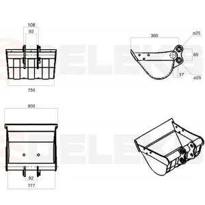 Godet pour mini excavateur M100 - 80cm