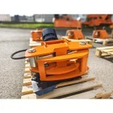 Forestry head, shear, and hydraulic rotator for mini-excavator