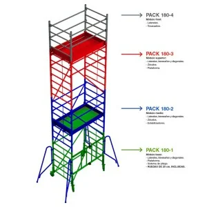 Aluminum scaffold tower with wheels Faraone RAPIDO-180