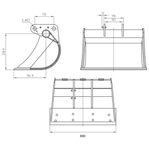 Bucket for mini excavator - 60cm Deleks