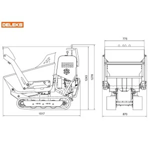 Minidumper de lagartas com pá Deleks V3000-BS 400 Kg