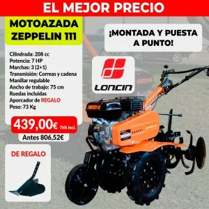 Zeppelin Loncin Motobineuse 111 moteur 7 Hp