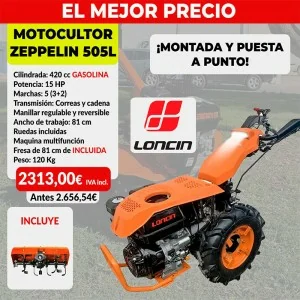 Cultivator Zeppelin 505L engine Loncin 15 Hp