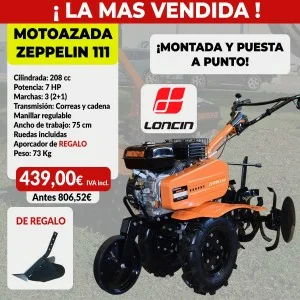 Zeppelin Loncin Motobineuse 111 moteur 7 Hp