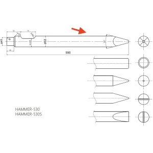 Пірамідальний покажчик для гідромолота 530 Deleks