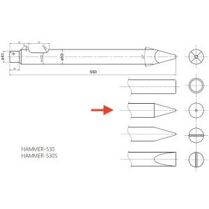 Конічний покажчик для гідромолота 530 Deleks