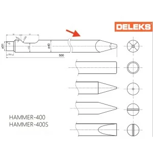 Pyramid pointer for hydraulic breaker 400 Deleks