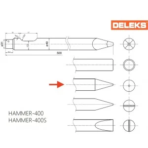 Conical pointer for hydraulic hammer 400 Deleks