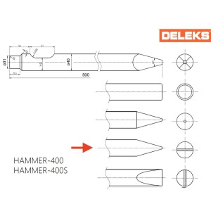 Vertical chisel pointer for hydraulic hammer 400 Deleks