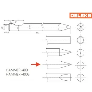 Vertical chisel pointer for hydraulic hammer 400 Deleks