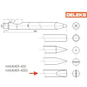 HORIZONTAL Chisel Pointer for hydraulic hammer 400 Deleks