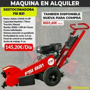 Cortador de cepos FSI B21 com motor Kohler de 14 CV