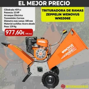 Déchiqueteuse de bois Zeppelin Wenovus WNS306E 15 HP AE