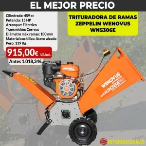 Déchiqueteuse de bois Zeppelin Wenovus WNS306E 15 HP AE