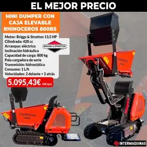 Minidumper Zeppelin Rhinoceros 800BS com caixa de elevação e pá
