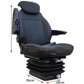 Schmaler, gefederter Top-Sitz 50x60 und verstellbare Armlehnen