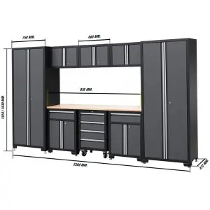 banco de trabajo con armarios de taller 9 piezas 3300x472x1925 mm Zeppelin ZBOX