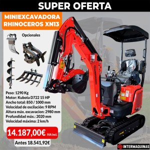Mini escavadora Zeppelin Rinoceronte XN13 motor kubota 15 CV