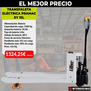 Transpaleta eléctrica batería Pramac EY 15L 1150 X 550 mm