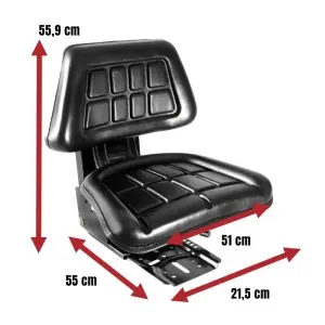 Asiento para tractor con respaldo ancho muelle trasero regulable y multiángulo