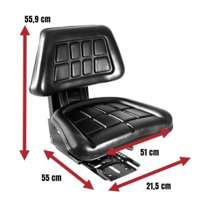 Tractor seat with wide backrest and multi-angle adjustable rear spring