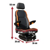 Height-adjustable mechanical active tractor seat with seatbelt