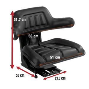 Assento para trator com suspensão traseira e multiângulo