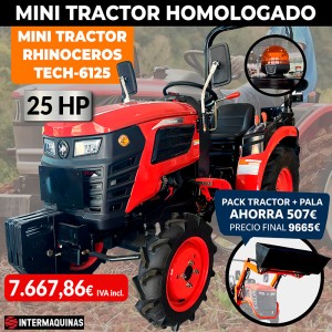 Mini Tractor homologado para carretera Rhinoceros TECH-6125 25 HP