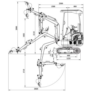 GARTO GR-12 mini excavateur KUBOTA D722 engine
