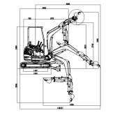 GARTO GAR-25 Mini Escavatore KUBOTA D1105 Motore 2480 kg