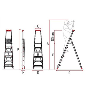 Aluminum ladders Faraone Elegance 3-8 steps