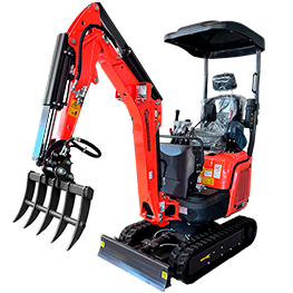 Miniexcavadora Rhinoceros XN13 equipada con implemento hidráulico en obra Miniexcavadora Rhinoceros XN13 equipada con implemento hidráulico en obra